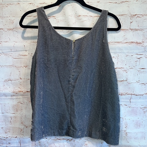 J Crew Shirt Womens 8 Sage green Tank Top Crushed Velvet Cropped Scoop Neck - Picture 3 of 9